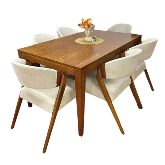 COMEDOR DE 6 SILLAS BALU BEIGE