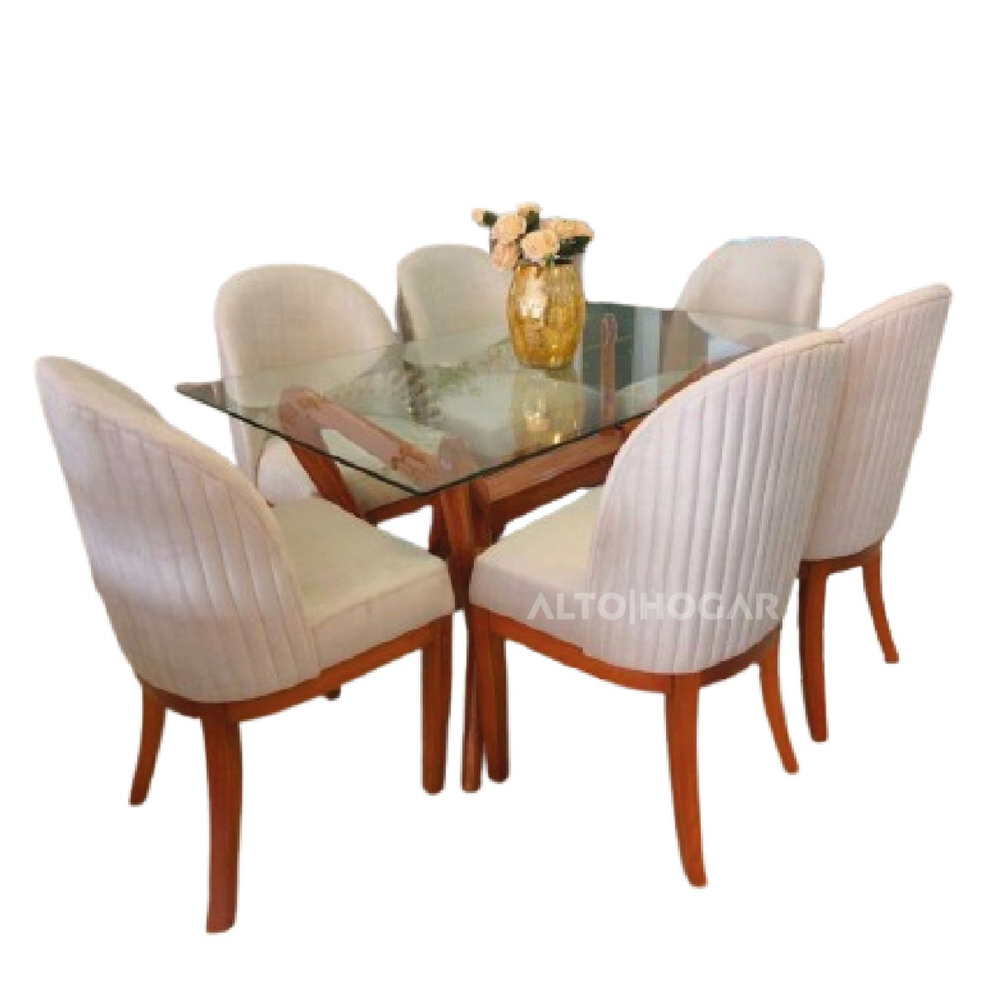 COMEDOR DE 6 SILLAS TATHI CREMA