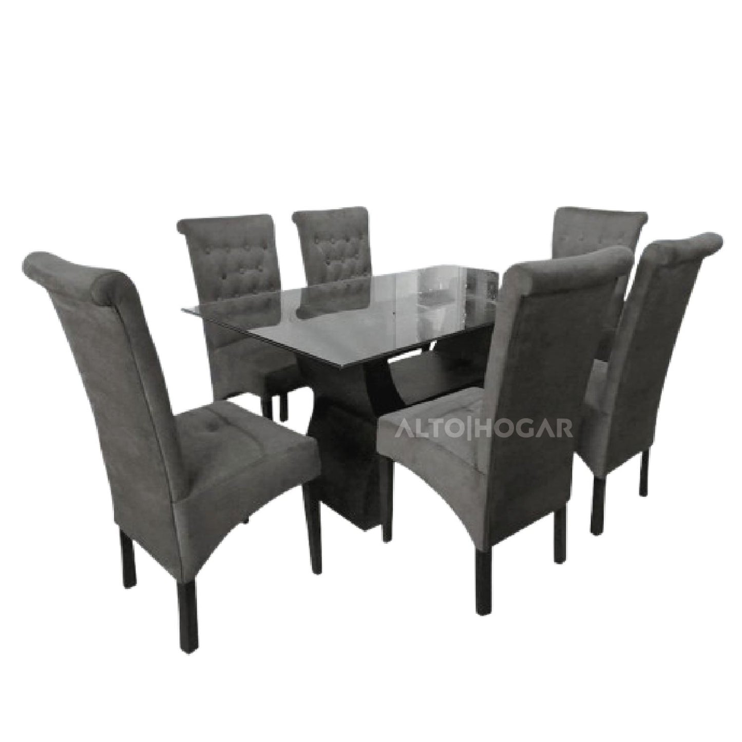 COMEDOR DE 6 SILLAS PIERA GRIS OSCURO