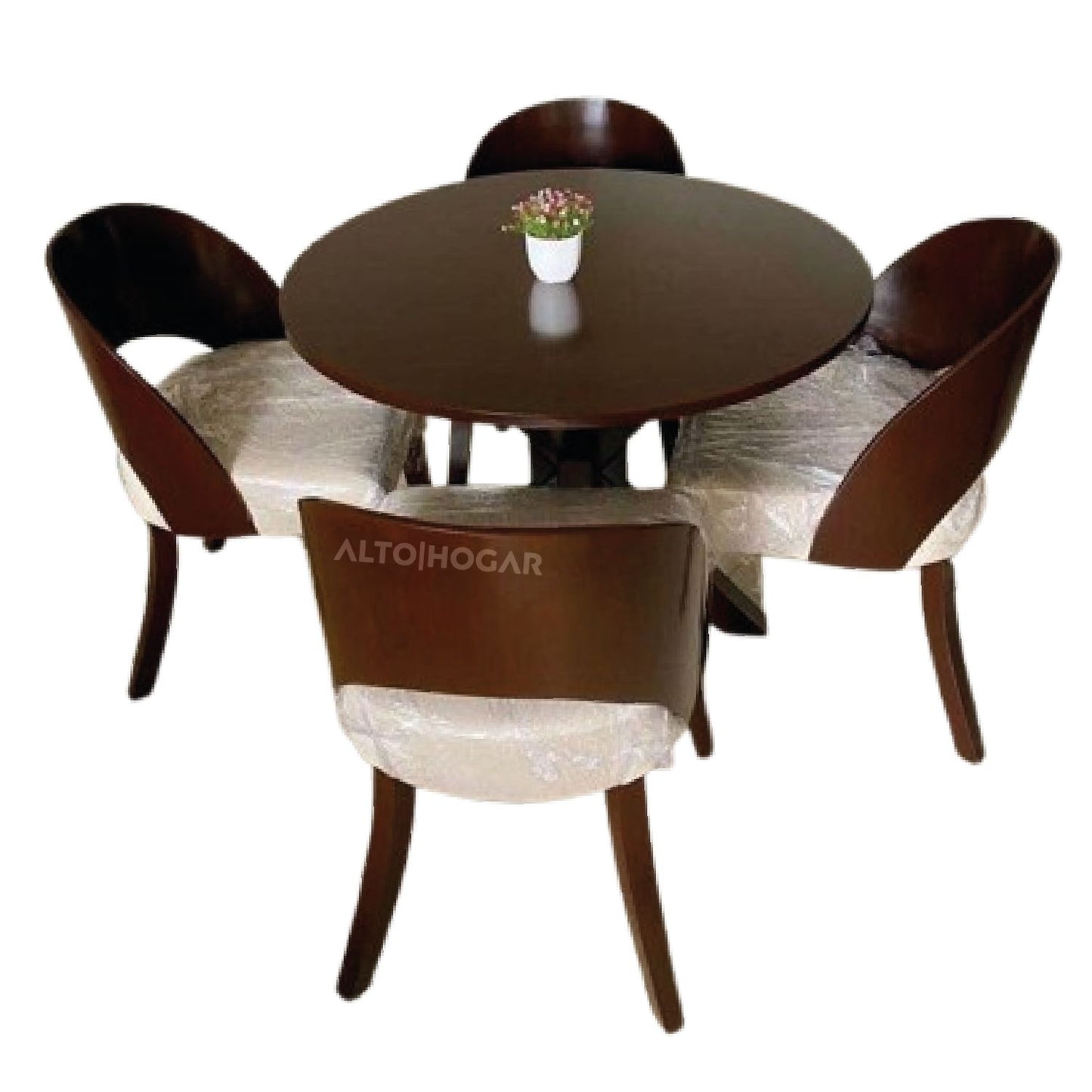 COMEDOR 4 SILLAS ANNE CREMA