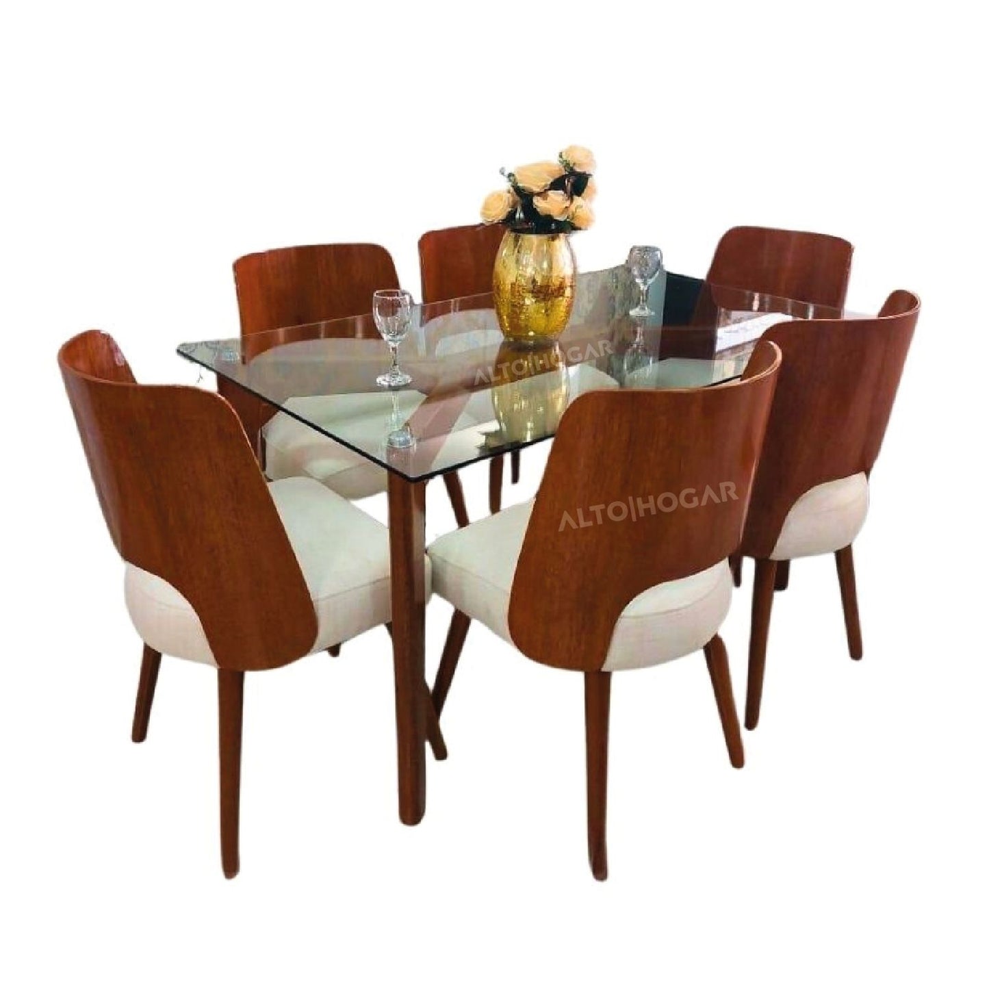 COMEDOR DE 6 SILLAS ASHTON CREMA