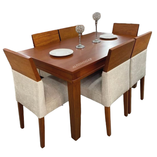 COMEDOR DE 6 SILLAS TAILANDIA BEIGE