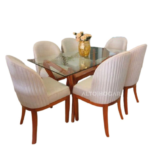 COMEDOR DE 6 SILLAS TATHI CREMA