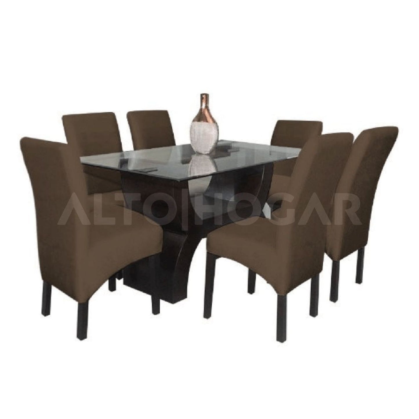 COMEDOR DE 6 SILLAS NORLY MARRÓN