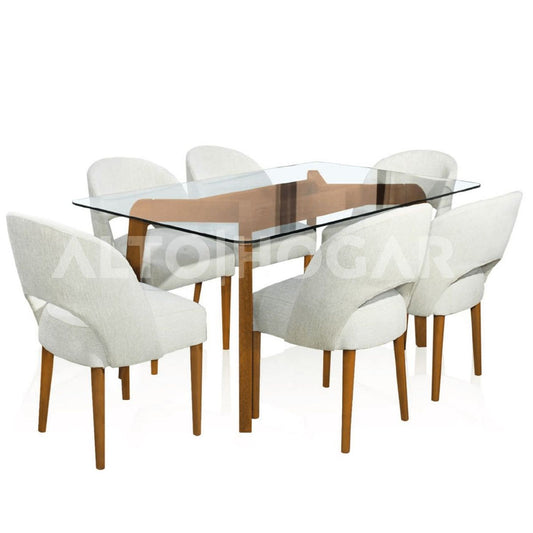 COMEDOR DE 6 SILLAS MYA CREMA