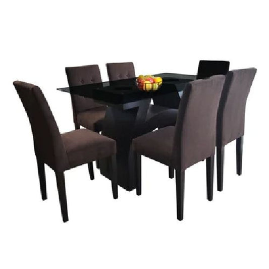 COMEDOR DE 6 SILLAS MARBELLE MARRÓN