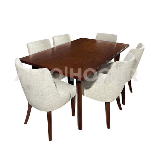 COMEDOR DE 6 SILLAS ALESKA CREMA