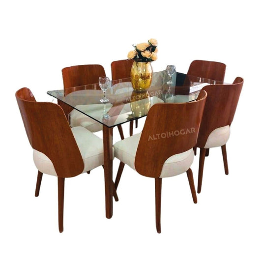 COMEDOR DE 6 SILLAS ASHTON CREMA