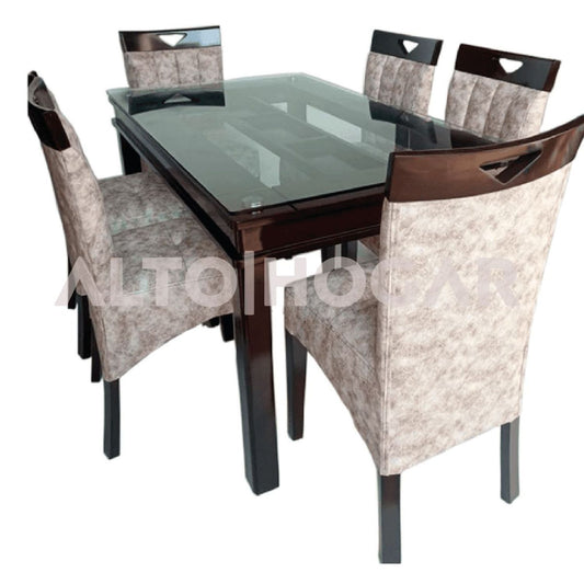COMEDOR DE 6 SILLAS CHARLOTT BEIGE